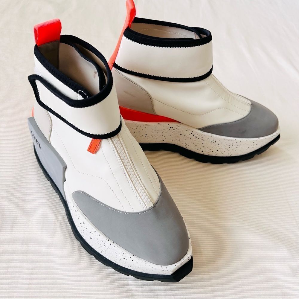 United Nude Sneakers Boots Ankle Wrap Zip Platform Used White Shoe Sz 38 US 7.5